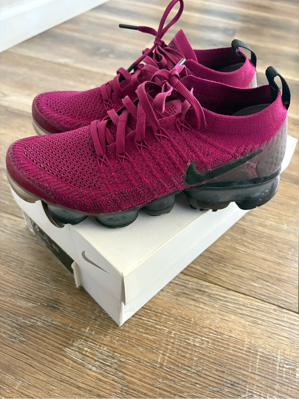Nike Women's Vapormax Flyknit Athletic Shoe - Berry 7.5